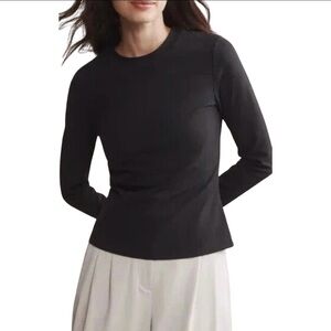 NWT RHONE Modern Rib Long Sleeve Tee | Black